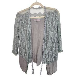 Vintage Pretty Angel Floral Lace Y2K Cardigan Fairycore Romantic Sz M  Feminine